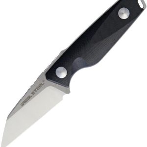 Real Steel Connector D2 Fixed Wharncliffe Blade Black Handle Neck Knife 3152