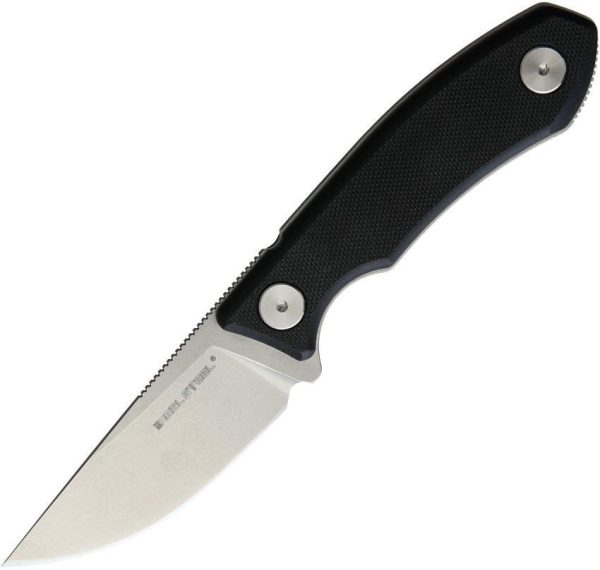 Real Steel Receptor Stonewash Fixed Blade Black G10 Handle EDC Neck Knife 3550