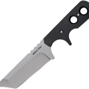 Cold Steel Mini Tac Stainless Tanto Stainless Black Griv-Ex Fixed Neck Knife 49HTF