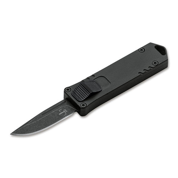 Boker Plus USB Automatic OTF Black Aluminum D2 Steel Drop Point Blade 06EX270