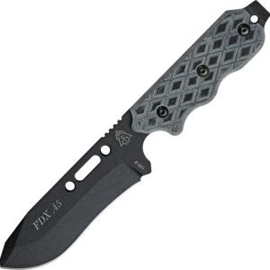 TOPS FDX Field Duty Extreme 45 Black Fixed Carbon Steel Hunter Blade Knife FDX45