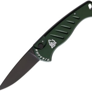 Piranha Knives Automatic Fingerling Green Button Lock Knife