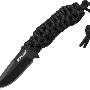 Schrade Neck Knife Carbon Stainless One Piece Black Fixed Blade F46