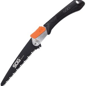 SOG Camping & Hunting Carbon Steel Blade Rubber Handle Black Folding Saw Knife F10NCP